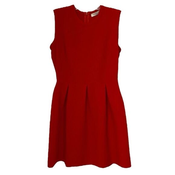 Sandro Red Textured Pleated Sleeveless Sheath Mini Dress Size 2/Extra Small - Picture 1 of 7